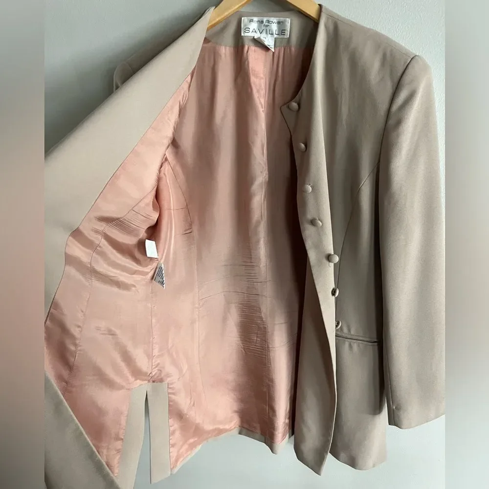 Vintage Rena Rowan Beige Minimal Blazer Clean Girl Quiet Luxury 90s